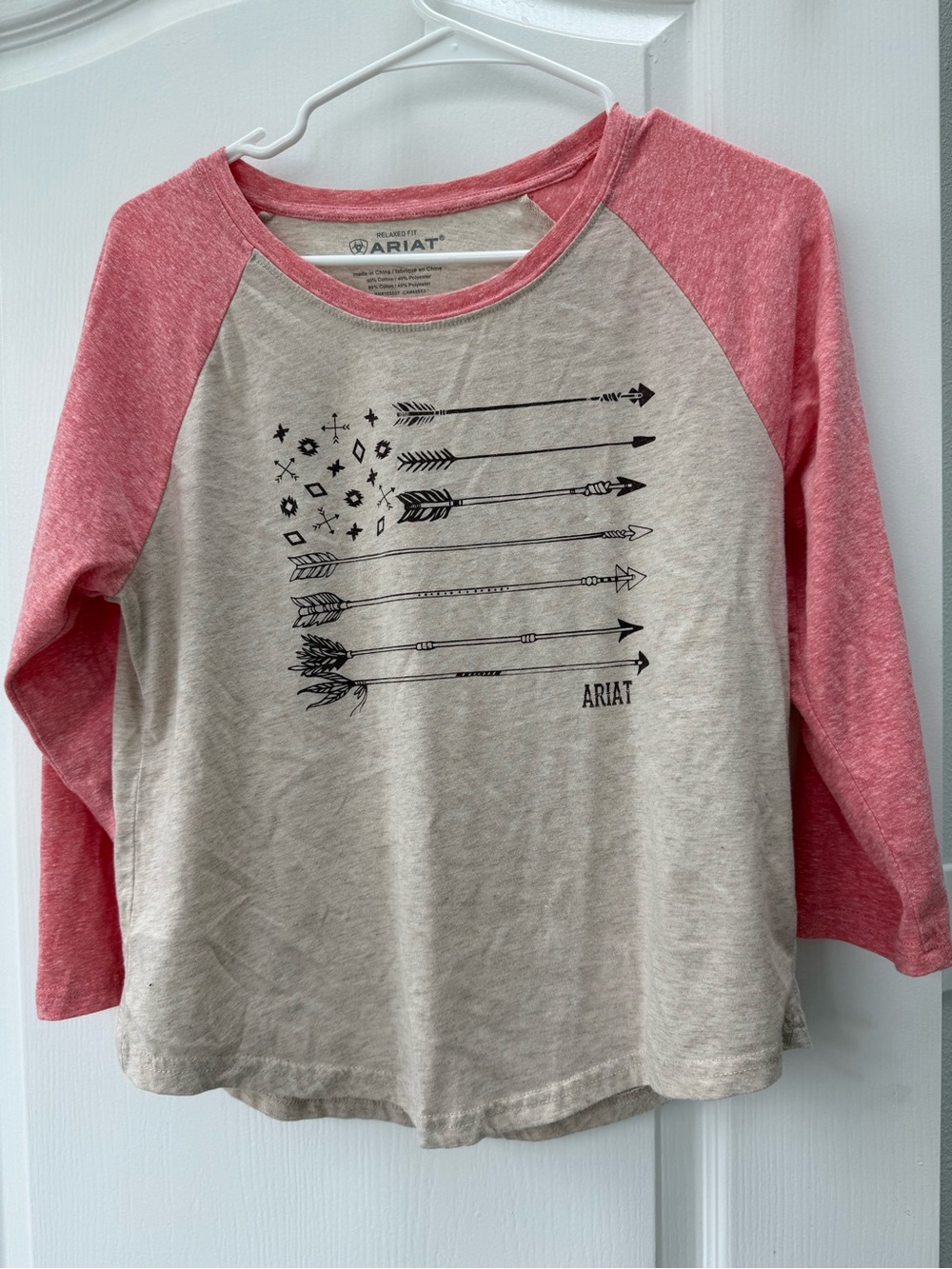Ariat Cream & Pink Raglan Arrow Graphic Tee